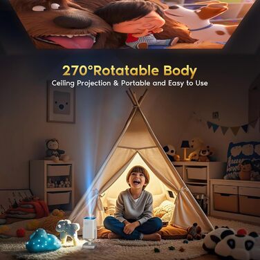 Портативний проєктор Mini Beamer з Android OS, автотрапецеїдною корекцією, підтримкою 4K 1080p, Bluetooth WiFi6, 160 ANSI, для телефону/ТВ приставки/зовнішнього використання/ноутбука