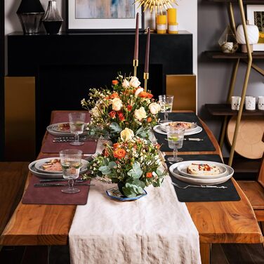 Підставки під гаряче та серветки під тарілку | Коричневе шкіряне покриття з покриттям з телячої шкіри, двосторонні, протиковзні, стійкі до подряпин | Підставки під тарілку для дітей, миючіся, термостійкі | для обіднього столу, кухні, квартири | Зелений та