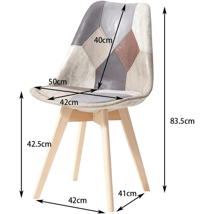 Стільці для їдальні в скандинавському стилі, ретро-дизайн, з м'яким сидінням, для кухні та офісу, з масивними буковими ніжками (набір 4 шт., сірий)