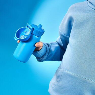 Ізольована пляшка для води з нержавіючої сталі Ion8, 320 мл, герметична, відкривання однією рукою, надійний замок, безпечна посудомийна машина, відкидна кришка, ручка для перенесення, легко чиститься, міцна та стійка до подряпин (OneTouch 2.0, синій 2.0)