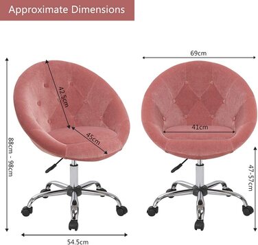 Шикарний стілець-каталка Duhome, оксамитове офісне крісло без підлокітника, робочий стіл з обертовим стільцем на коліщатках, круглий робочий стілець по висоті