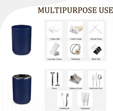 CERBIOR Набір аксесуарів для ванної кімнати, 6 шт. (Морська блакить): мильниця, тримач для зубних щіток, стаканчик для щіток, мильниця для раковини. Ідеальний подарунок на новосілля.