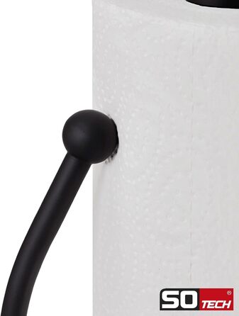 Тримач для кухонного рулону SOTECH з нержавіючої сталі (вертикальний) з чорною поверхнею, тримач для рулону паперу висотою 34 см, стійкий і міцний тримач для кухонного паперу, тримач рулону з затискним кронштейном