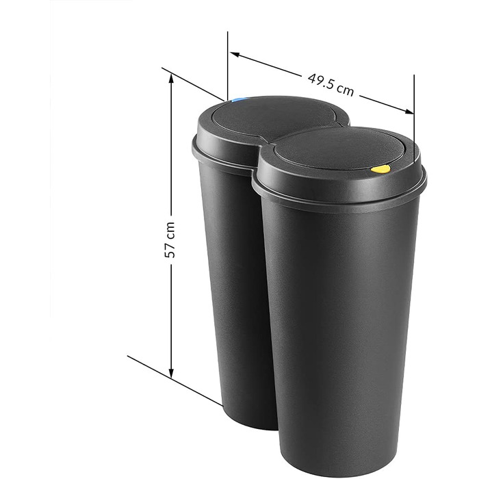 Сміттєва корзина Deuba 50L, подвійна система поділу на 2 відсіки, 2x25l, автоматична кухонна сміттєва корзина, сміттєва корзина, чорний