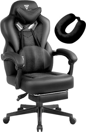Геймерське крісло Vigosit з підставкою для ніг темно-сіре