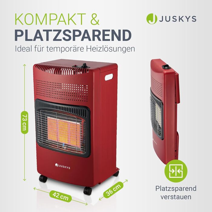 Газова теплова гармата Juskys Keramik GS42US потужністю 4200 Вт з регулятором тиску та шлангом - мобільний, ефективний та економічний газовий нагрівач