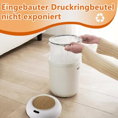 Автоматичний сміттєвий бак з сенсором 12L - Білий сміттєвий бак з датчиком для кухні, ванної кімнати, офісу та туалету. Безшумний, волого- та герметичний, з ніжками.