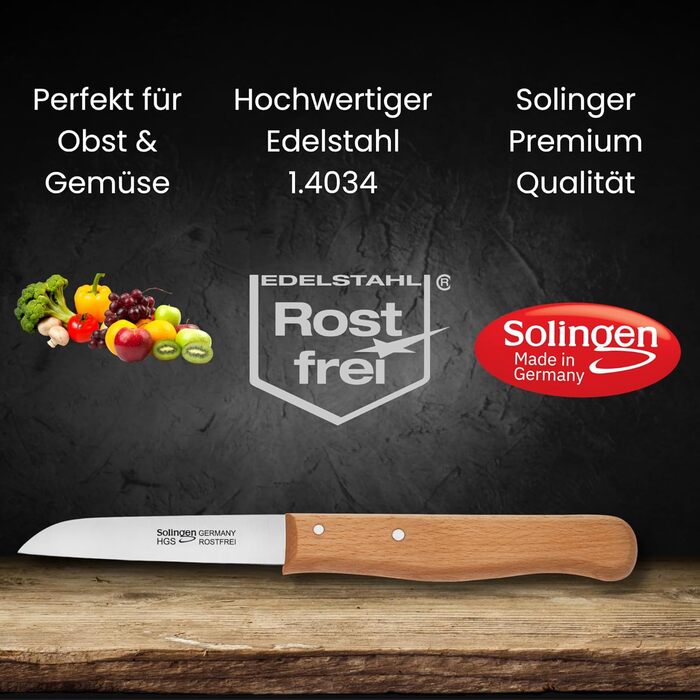 Набір кухонних ножів Gehrig Solingen Home MyII, 6 предметів, з блоком, нержавіюча сталь, Made in Germany