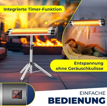 Інфрачервовий обігрівач KESSER® 2500W з захисним чохлом та телескопічним штативом – для тераси, вітальні, дачі