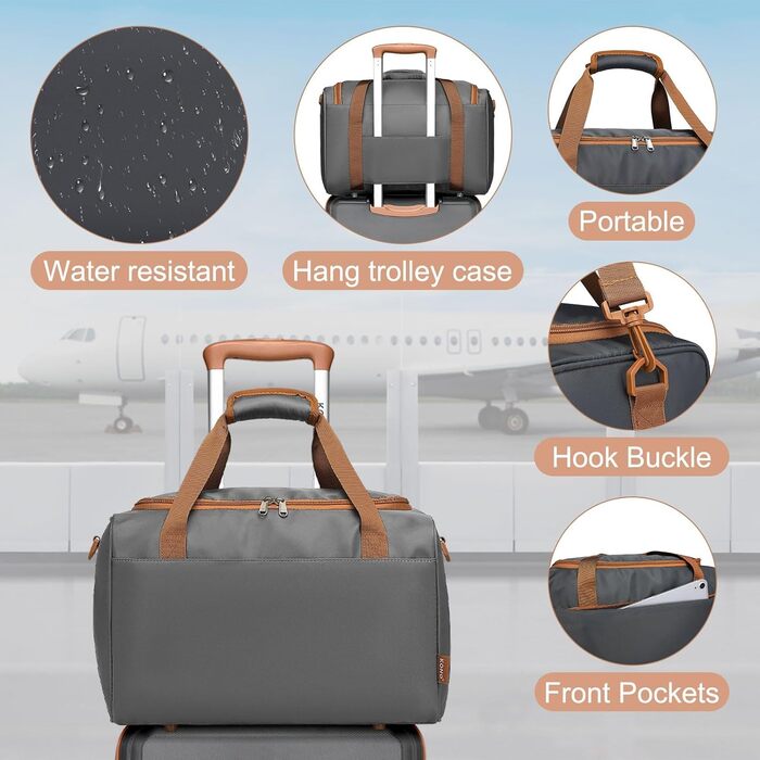 KONO Набір валіз 4 шт. з жорстким корпусом та TSA замком. Валізи середнього та великого розміру, ручна поклажа, 40x20x25 см, сірий/коричневий. Набір валіз Trolley Set