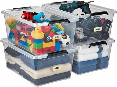 4 набори Astor24 ящики для зберігання прикрас 40 л (60 кульок) - для різдвяних прикрас, їстівний пластик, стекові