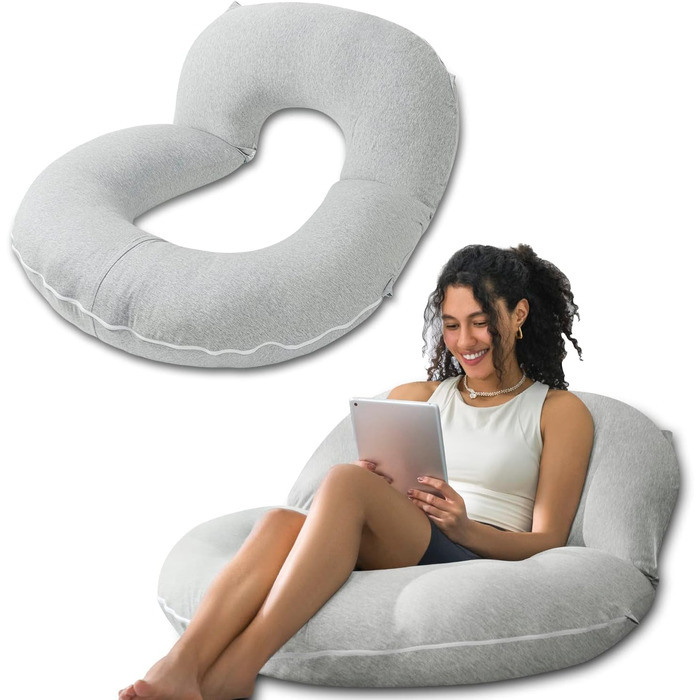 Підкуштунок для читання INSEN: комфортне сидіння в ліжку, для читання, відпочинку, матерів та дітей, сірий джерсі