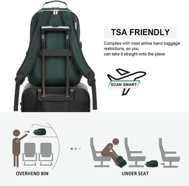 LOVEVOOK Рюкзак для жінок, великий, 15.6 дюймів, сумка для ноутбука, водонепроникний, шкільний рюкзак для дівчат-підлітків, чорний, елегантний рюкзак для роботи, навчання, подорожей (17.3 дюйми, темно-зелений)