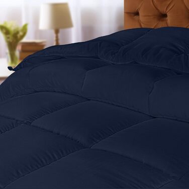 Ковдра Utopia Bedding - всесезонна, 370 GSM, дихаюча, стеганий, супер м'який, білий (200 x 220 см, морська хвиля)