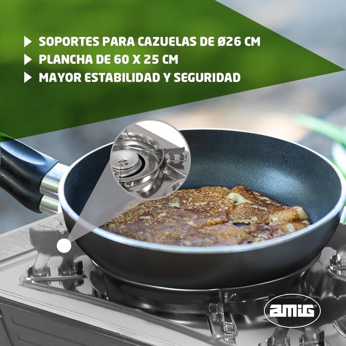 Газовий намет Amig CAMP02 з двома пальниками та грилем - для кемпінгу, з алюмінієвого лиття, сумісний з картриджами B-250