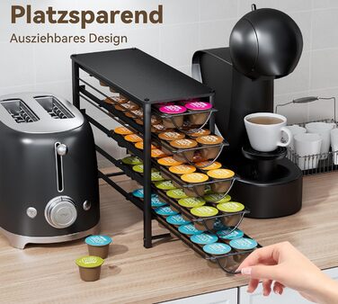 Тримач для капсул кави Dolce Gusto, органайзер для 70 капсул, 5-ярусний металевий ящик з тихими направляючими та антиковзними ніжками