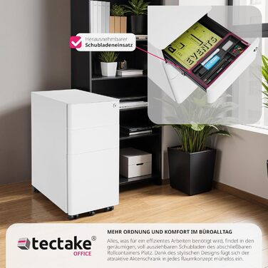 Металевий шафка для офісу tectake® з колесами, з замком, з шухлядами | tectake