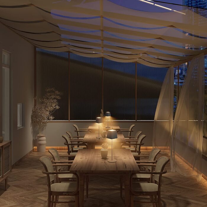 LED акумуляторна настільна лампа K-Bright з регулюванням яскравості, тепле світло, для дому та вулиці, USB-C, 3000K, чорний