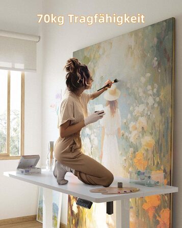 Електричний регульований стіл YIHAYO 140x60 см з пам'яттю, білий, для дому та офісу