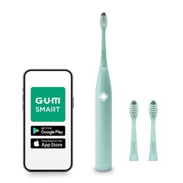Електрична зубна щітка GUM SMART ONE з контролем швидкості, таймером, 4 режимами чищення, акумулятором до 6 тижнів та додатковими насадками (3 шт) м'ятно-зеленого кольору