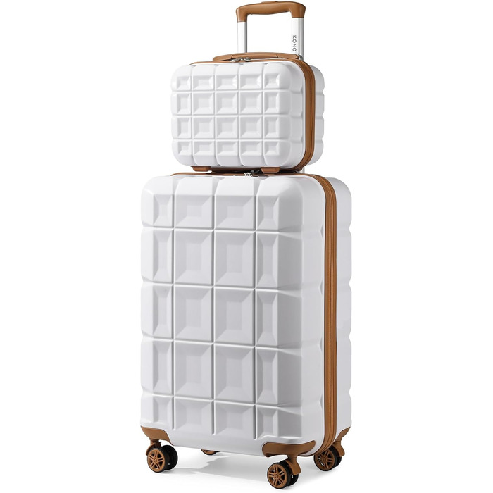 Набір валіз KONO 2 в 1: велика валіза (54 см) та косметичка (білий колір)