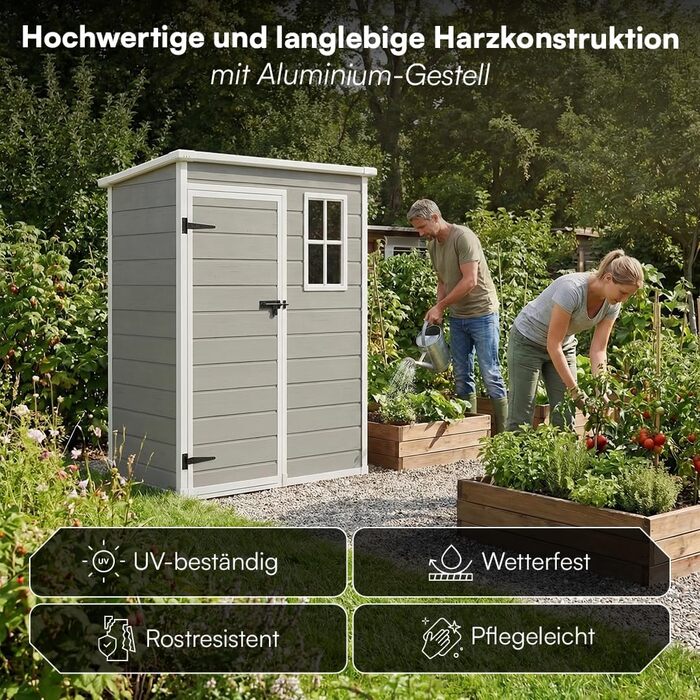 Сарай садовий Steelsøn Novara з вікном та похилим дахом 192x92x151 см - пластиковий, сірий, вологостійкий