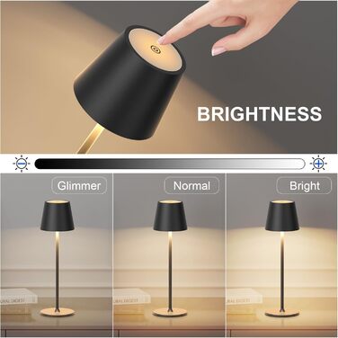LED настільна лампа Coinmit 2 шт., бездротова, диммування, 3000K, 5000mAh, IP54, регульована висота, для дому та вулиці, чорна