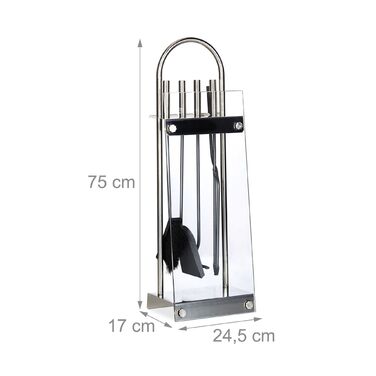 Набір для каміна Relaxdays, нержавіюча сталь, сучасний дизайн, 5 предметів