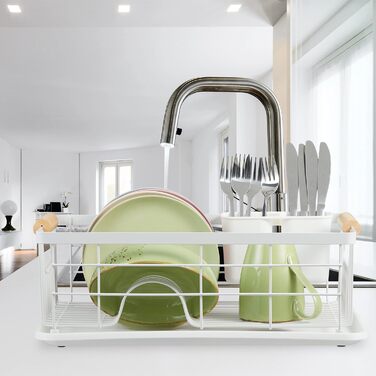 Підставка для посуду та кошик для столових приборів, підставка для посуду, (біла)
