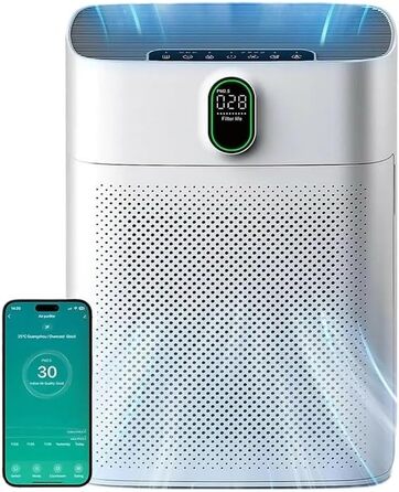 Розумний очищувач повітря Oryzom Smart Luftreiniger V1 Pro з HEPA-фільтром та датчиком PM2.5, керування через додаток та голосовий помічник (білий)