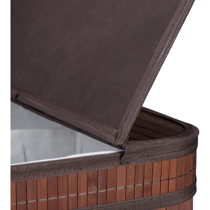 Бамбуковий кошик для білизни, прямокутний, 2 відділення, відкидна кришка, складаний, 95 л, коричневий