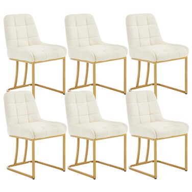 Крісла для їдальні WOLTU, кухонні крісла з велюру, 6 шт. в наборі, металеве гнуте каркас, м'яке сидіння та спинка