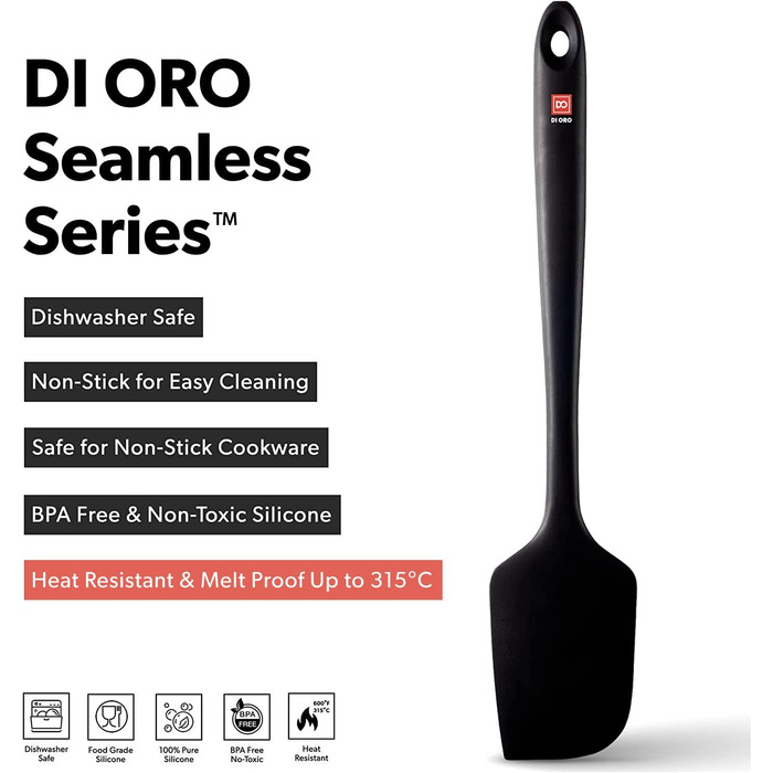 Набір силіконових шпателів DI ORO - 315c термостійкі скребки для тіста і ложки для приготування їжі-ергономічний цілісний цілісний дизайн -