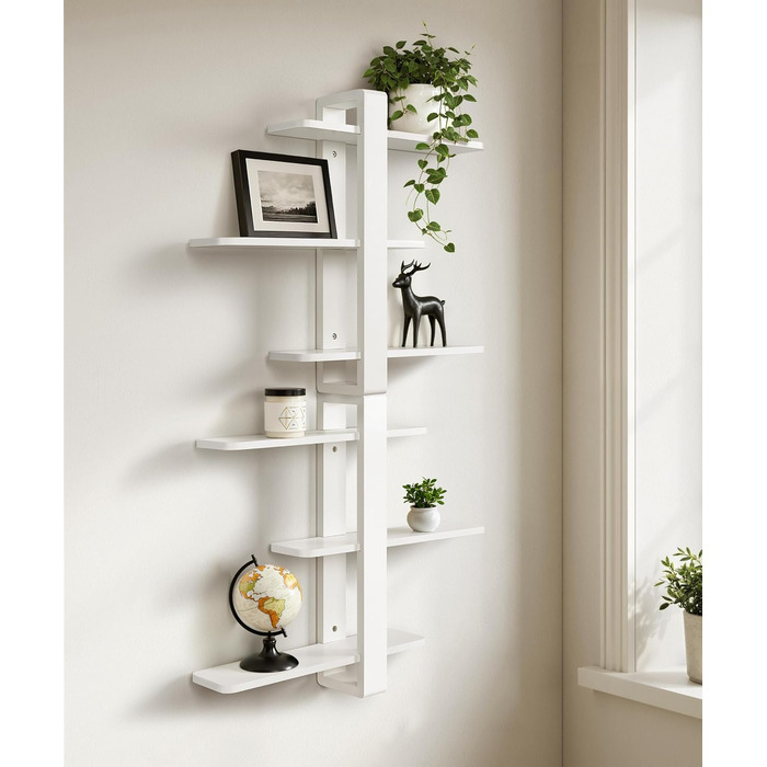 Полиця настінна дерев'яна SUMGAR, плаваючі полиці, 3-ярусна, біла 50x58 см для вітальні, спальні