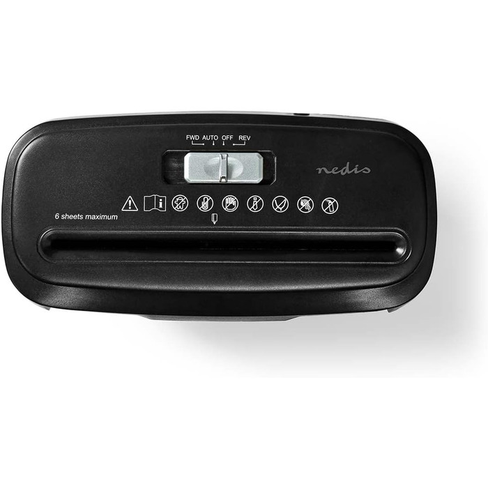 Шредер для паперу 6x A4, 10 літрів, DIN 2-190 W, чорний