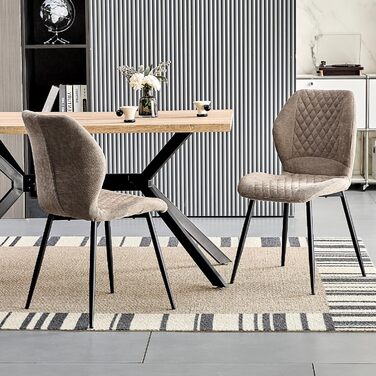 Набір з 4 оббивних ергономічних стільців для їдальні, кухні, вітальні, ресепшену, коричневого кольору