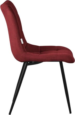 Крісла для їдальні ML-Design, крісла для вітальні з тканинним покриттям та чорними металевими ніжками, кухонні крісла з підлокотниками, м'які крісла для їдальні, вітальні, кухні, офісу (набір 4 шт, червоні)