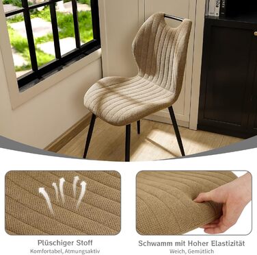 LEWE Комплект обідніх стільців для кухні та вітальні, м'який стілець з металевими ніжками, коричневий (2 шт.)