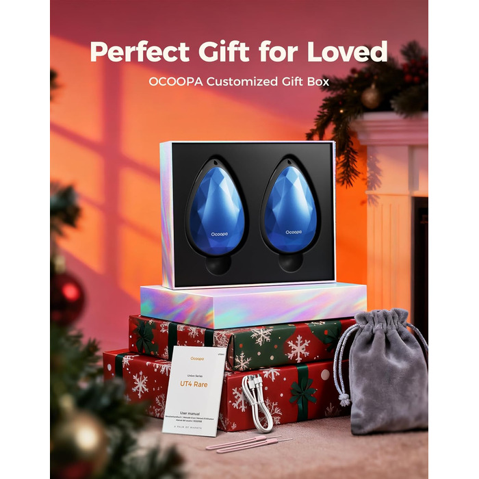 Електричні грілки для рук OCOOPA 2 шт., стильні, у формі діаманта з магнітом, перезаряджаються, для жінок, подарунок на Новий рік, для Рейно, піших прогулянок, кемпінгу, блакитні