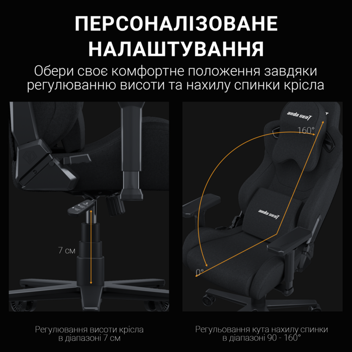 Крісло ігрове Anda Seat Kaiser Frontier Fabric Black Size XL