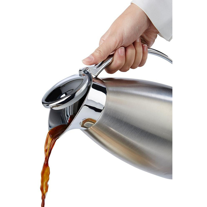 Вакуумний глечик APS 'Advanced', кавник для всіх поширених кавоварок, Ø 13,0 см, В 19,5 см, нержавіюча сталь з подвійними стінками, для гарячих і холодних напоїв, можна мити в посудомийній машині, 8 чашок/1,0 літра 1,0 літра - 8 чашок