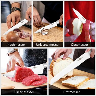 Набір кухонних ножів Messerblock Set: професійний набір з 6 предметів з нержавіючої сталі та дерев'яним блоком, з точильним каменем