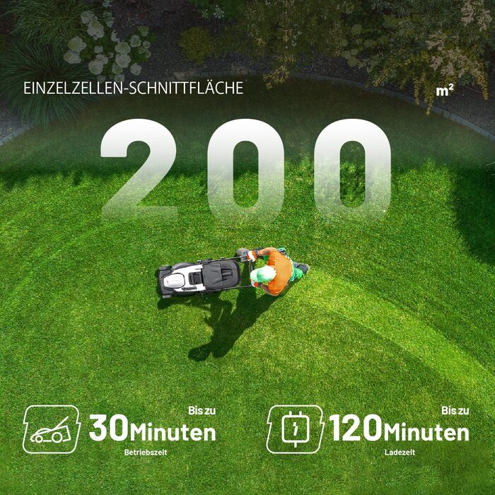 Акумуляторний газонокосарка Litheli 20V, ширина косіння 33 см, до 200 м², об'єм кошика 30 л, висота косіння 25-65 мм, з акумулятором 4.0 Ah, Brushless