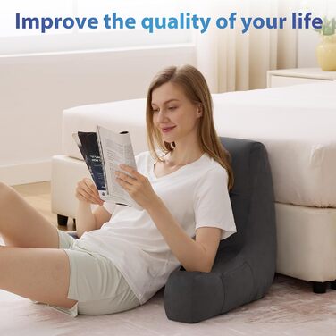 Підголовник для читання з підлокітниками для дорослих, подушка для спини для сидіння в ліжку, нарізана подушка для спини з піною з пам'яті з кишенями та знімним, пральним чохлом, для відпочинку, перегляду телевізора