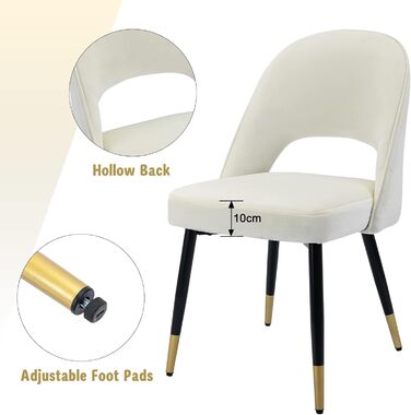 Набір з 2-х м'яких крісел з велюру для вітальні/кухні. Сучасний дизайн, без підлокітників, металеві ніжки (Бежевий)