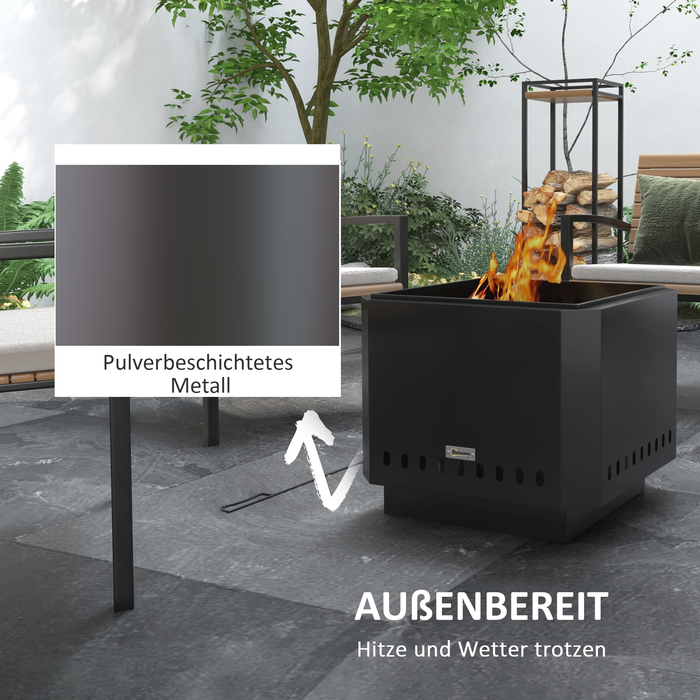 Вогнище, кострище з мітлою, 48 x 48 x 41 см, чорне