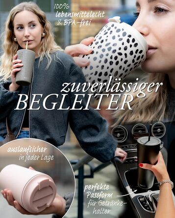 Термокружка MAMEIDO з трубочкою 470 мл, з кришкою та ізольованою сталевою трубочкою, подвійні стінки, не протікає, для кави на виніс (Wild Allure)