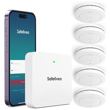 Набір димових сповіщувачів Rauchmelder 5 шт. з базовою станцією, Wi-Fi, 10 років роботи батареї, 85dB, білий