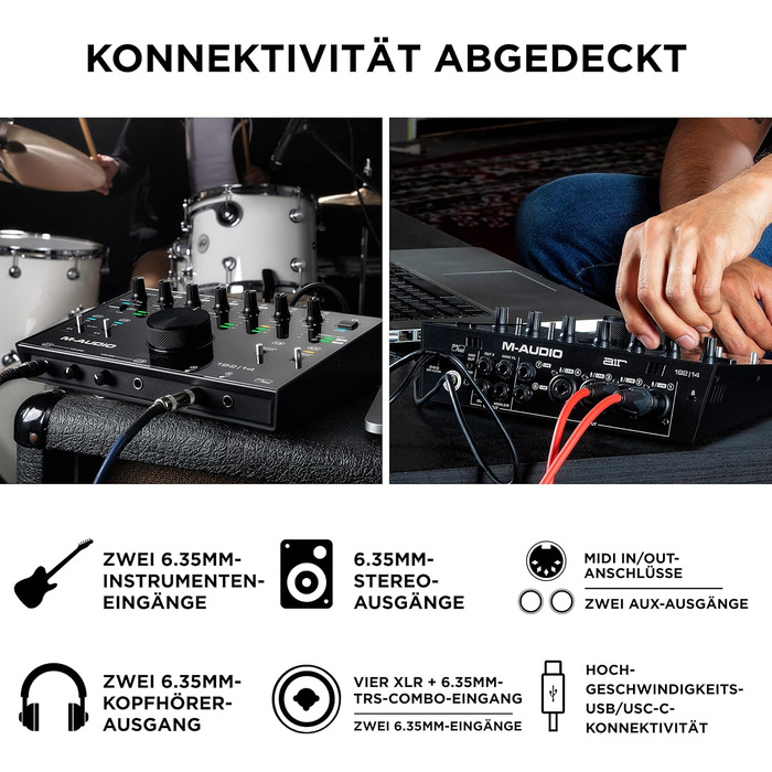 M-Audio Air 192|6: USB аудіоінтерфейс для запису в студійній якості з 2 XLR/Line входами + ПО