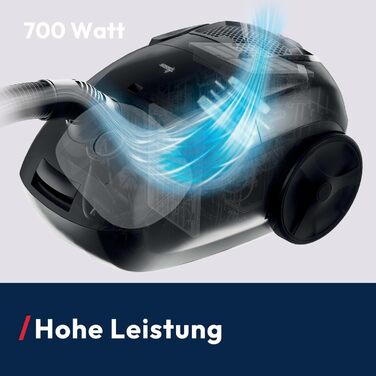 Пилголом Hoover HE2 Kompakt: потужний пилосос з мішком для твердих поверхонь та килимів, фільтр EPA, 3.5 л контейнер, аксесуари, 850 Вт, радіус дії 10 м [HE2Z10A]